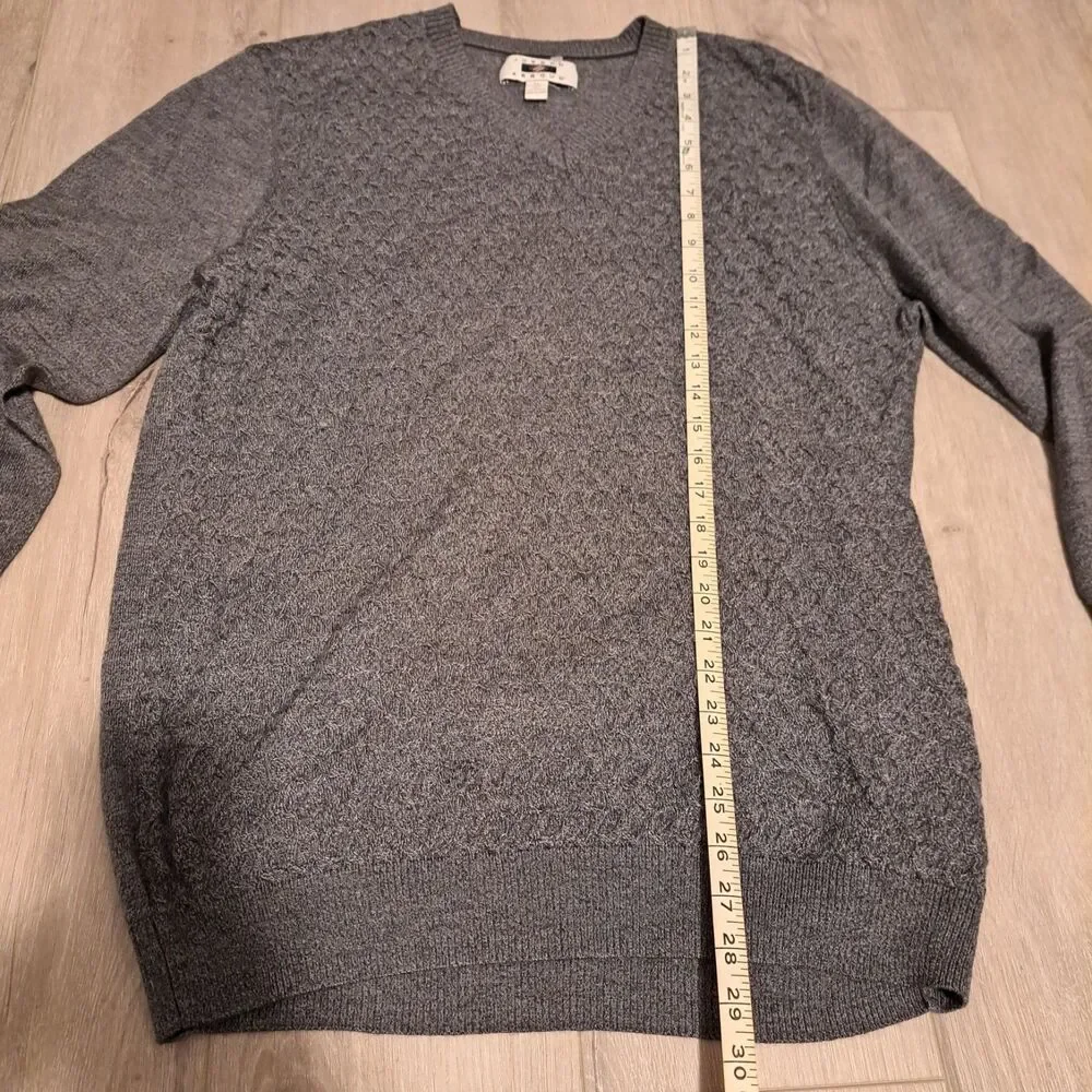 Joseph Abboud Merino Wool Blend V-Neck Sweater XL Gray & Brown Lot of 2